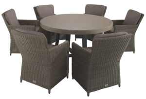 Amalfi 6 Seater Dining Set inTan with Hilton Mink Chairs