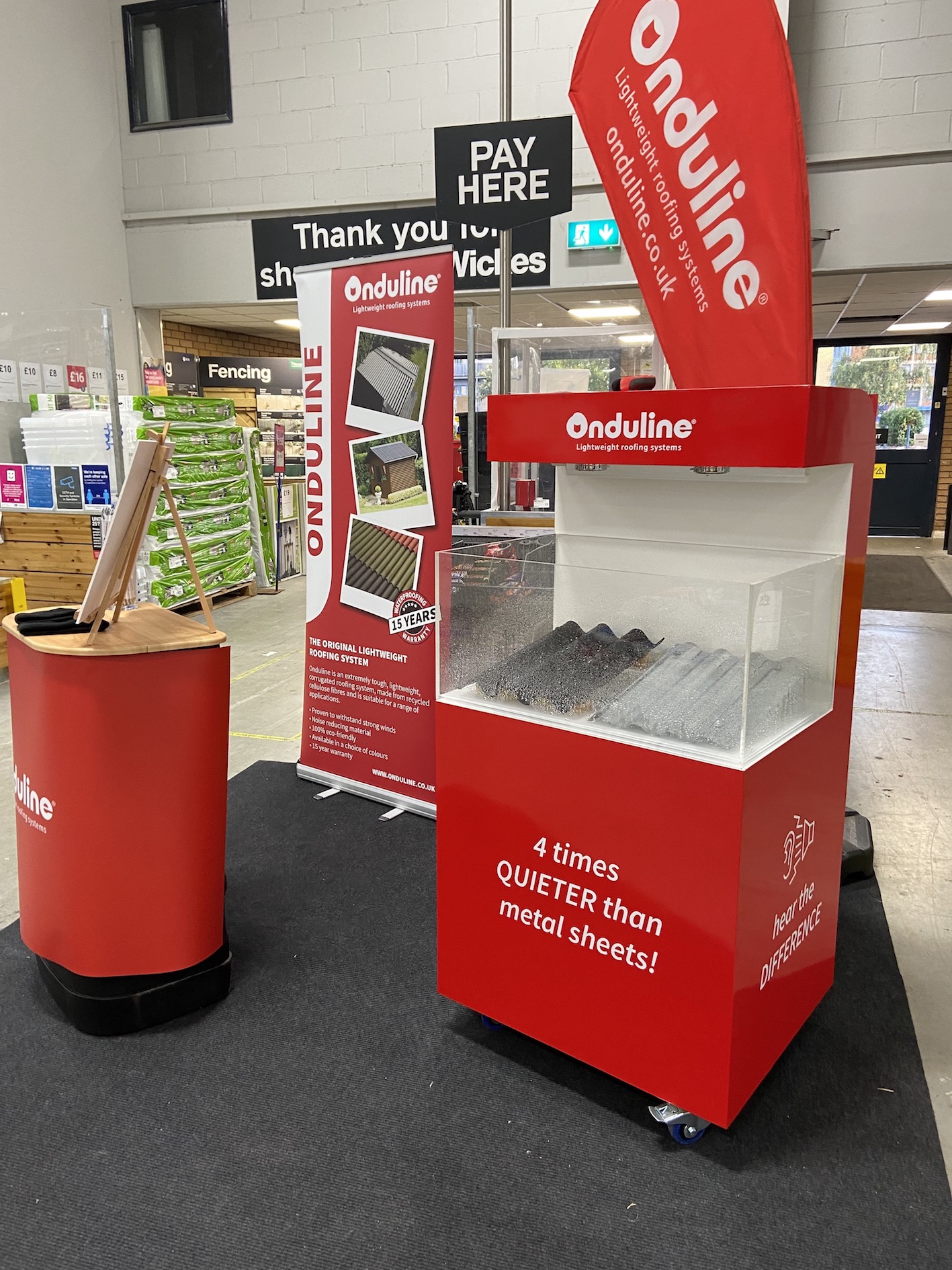 Onduline develops Acoustic Rain Simulator to show its roofing sheets are 4x quieter than metal sheeting – on show at Wickes